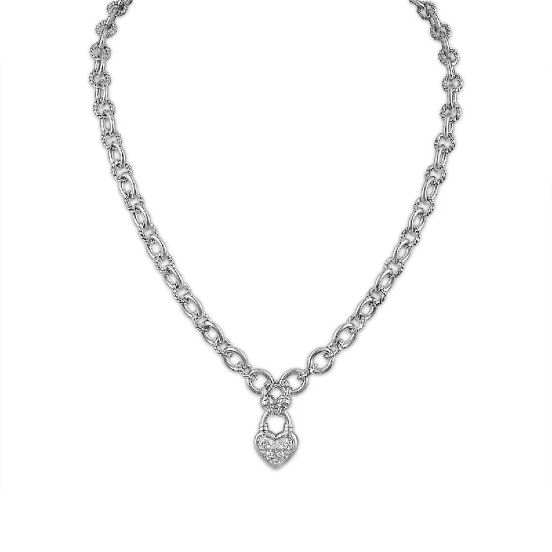 Exclusive Jewelry Sale Event – Shop Now 1/7 CTW Diamond Heart Cuban Link 18-inch Necklace in Rhodium Plated Sterling Silver Exclusive Jewelry Sale Event – Shop Now 1/7 CTW Diamond Heart Cuban Link 18-inch Necklace in Rhodium Plated Sterling Silver