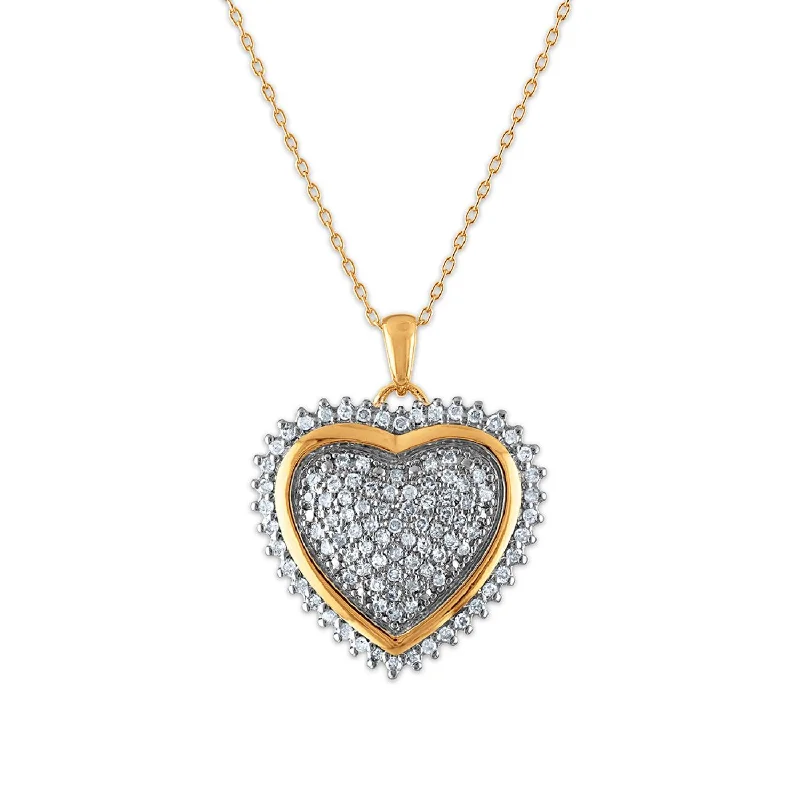 Huge Savings On Premium Jewelry Styles 1 CTW Diamond Heart 18-inch Pendant in Yellow Gold Plated Sterling Silver