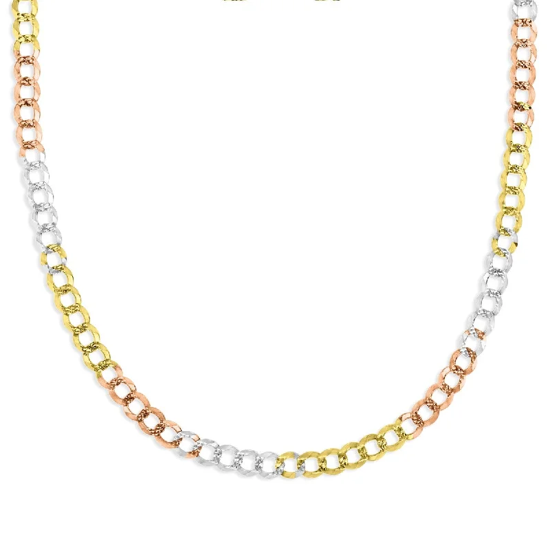 Limited-Time Jewelry Sale – Don't Miss These Deals 10KT Gold Tri-Color 20-inch 4.65MM Curb Chain