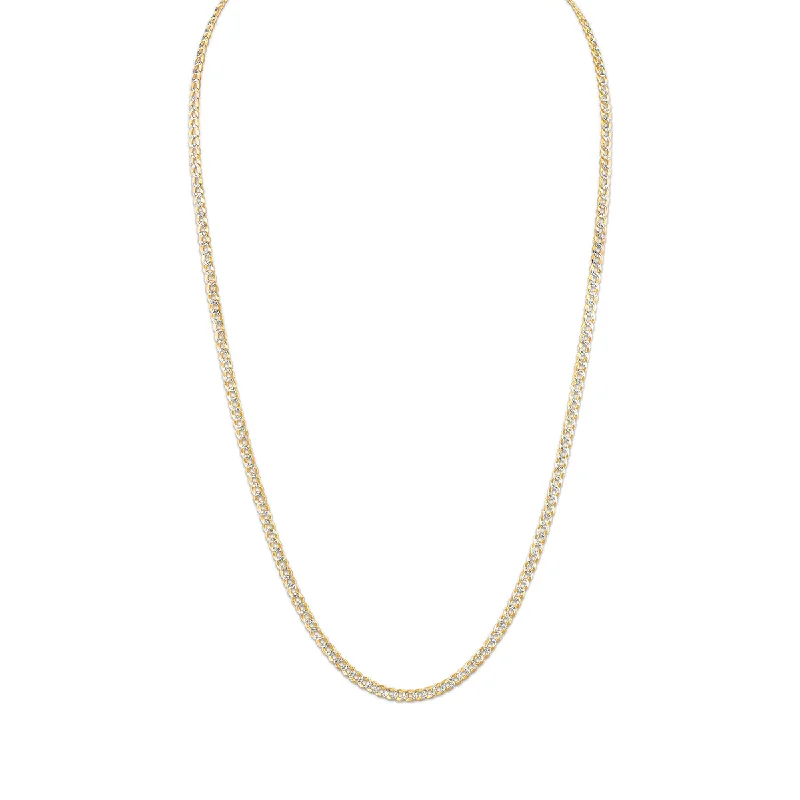 Premium Diamond Jewelry For Unforgettable Moments 10KT White and Yellow Gold 24" 3.5MM Pave Curb Chain Premium Diamond Jewelry For Unforgettable Moments 10KT White and Yellow Gold 24" 3.5MM Pave Curb Chain
