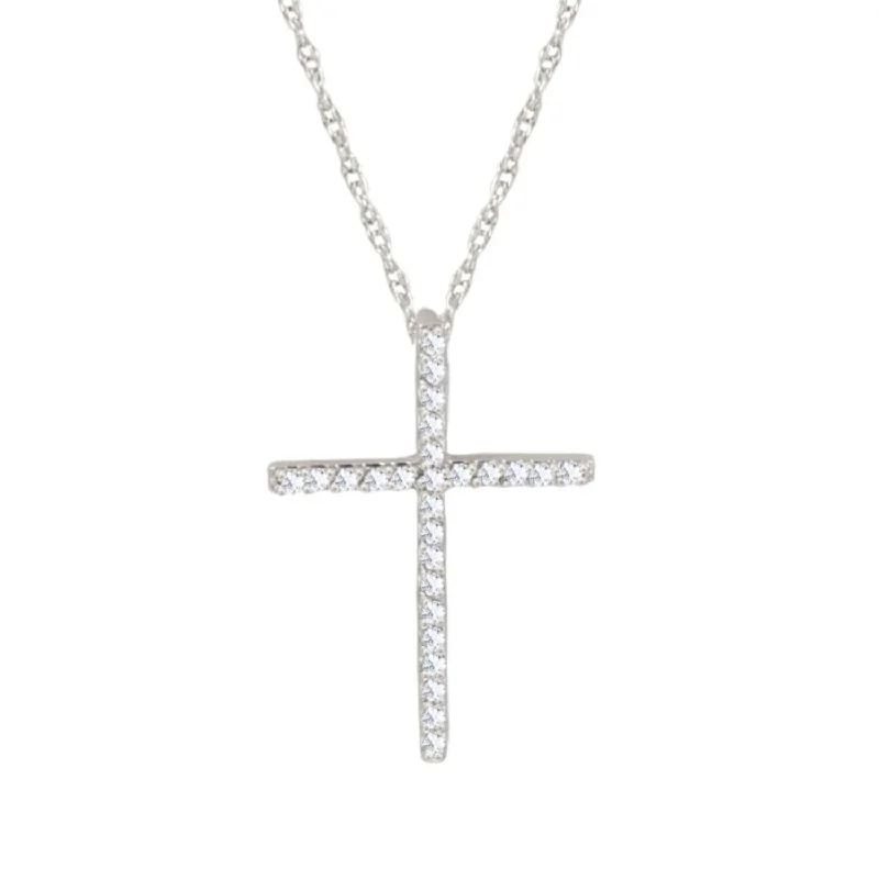 Grab Stylish Jewelry Before The Sale Ends 10KT White Gold 1/10 CTW Diamond 23X16MM 18-inch Cross Pendant Grab Stylish Jewelry Before The Sale Ends 10KT White Gold 1/10 CTW Diamond 23X16MM 18-inch Cross Pendant