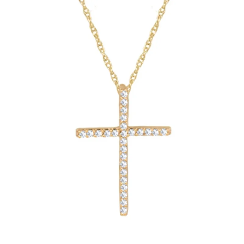 High-Quality Jewelry At A Fraction Of The Cost 10KT Yellow Gold 1/10 CTW Diamond 23X16MM 18-inch Cross Pendant High-Quality Jewelry At A Fraction Of The Cost 10KT Yellow Gold 1/10 CTW Diamond 23X16MM 18-inch Cross Pendant