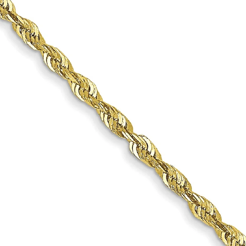 Affordable Luxury Jewelry – Style At A Great Price 10KT Yellow Gold 18-inch 1.5MM Diamond-cut Lobster Clasp Rope Extra-Light Chain