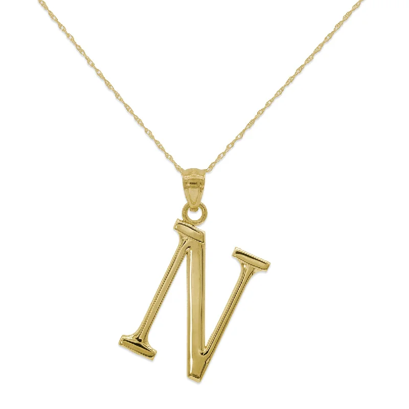 Grab Exquisite Jewelry At The Lowest Prices 10KT Yellow Gold 18-inch 30MM Initial Pendant; Initial N Grab Exquisite Jewelry At The Lowest Prices 10KT Yellow Gold 18-inch 30MM Initial Pendant; Initial N