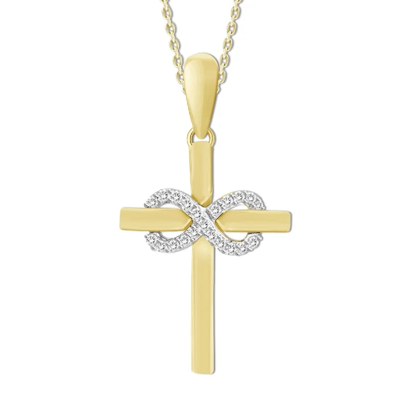 Shop Modern Jewelry Collections With Exclusive Discounts 10KT Yellow Gold Diamond Accent 18-inch Infinity Cross Pendant Shop Modern Jewelry Collections With Exclusive Discounts 10KT Yellow Gold Diamond Accent 18-inch Infinity Cross Pendant