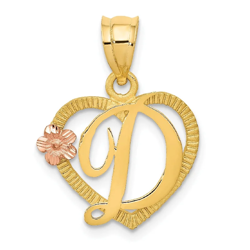 Chic, Trendy, And Affordable Jewelry Sale 14k Two-Tone Initial D in Heart Charm