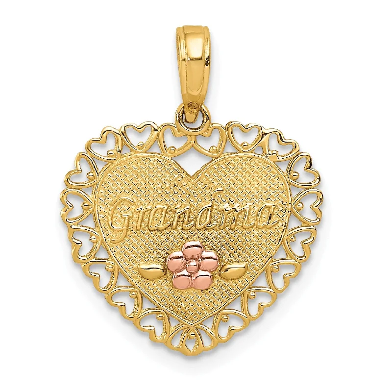 Dazzle In Elegance With Our Biggest Jewelry Sale 14KT Yellow and Rose Gold 20X17MM Grandma Pendant. Chain Not Included Dazzle In Elegance With Our Biggest Jewelry Sale 14KT Yellow and Rose Gold 20X17MM Grandma Pendant. Chain Not Included
