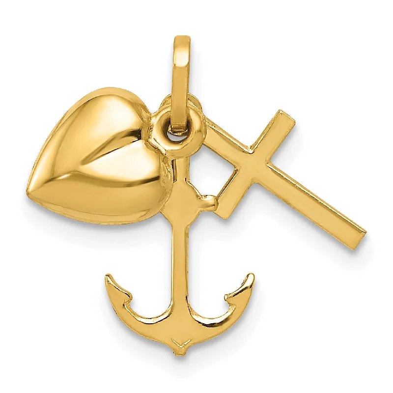 Limited-Time Jewelry Sale – Elegant Styles At Less 14KT Yellow Gold 17X20MM Heart Cross Anchor Pendant. Chain Not Included Limited-Time Jewelry Sale – Elegant Styles At Less 14KT Yellow Gold 17X20MM Heart Cross Anchor Pendant. Chain Not Included
