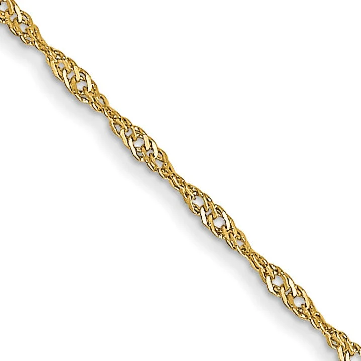 Personalized Jewelry At Special Discount Rates 14KT Yellow Gold 20-inch 1MM Singapore Pendant Chain Personalized Jewelry At Special Discount Rates 14KT Yellow Gold 20-inch 1MM Singapore Pendant Chain