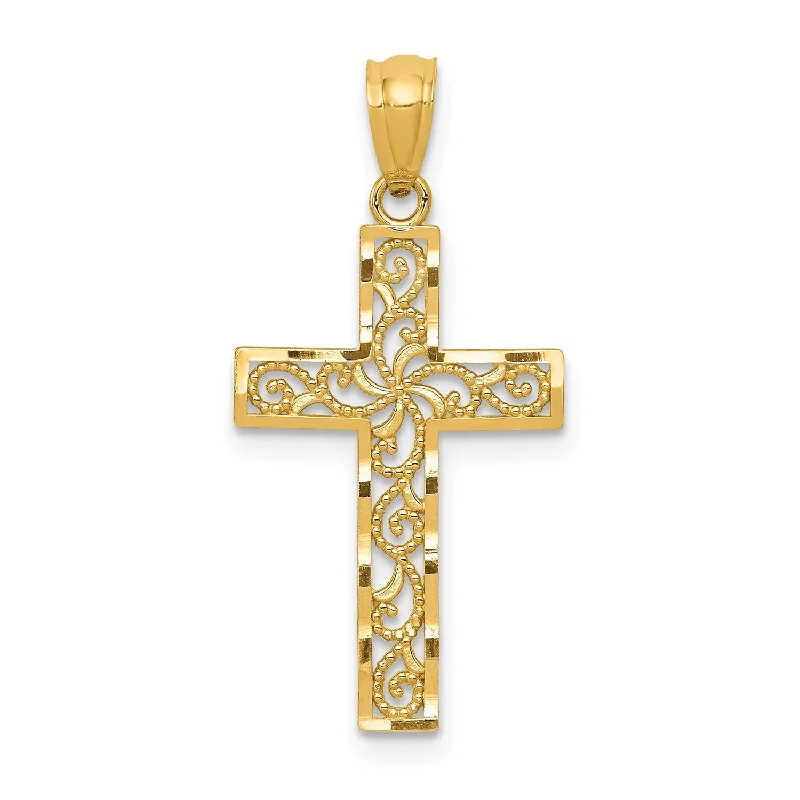 Limited-Time Jewelry Sale – Elegant Styles At Less 14KT Yellow Gold 27X13MM Diamond-cut Cross Pendant-Chain Not Included Limited-Time Jewelry Sale – Elegant Styles At Less 14KT Yellow Gold 27X13MM Diamond-cut Cross Pendant-Chain Not Included