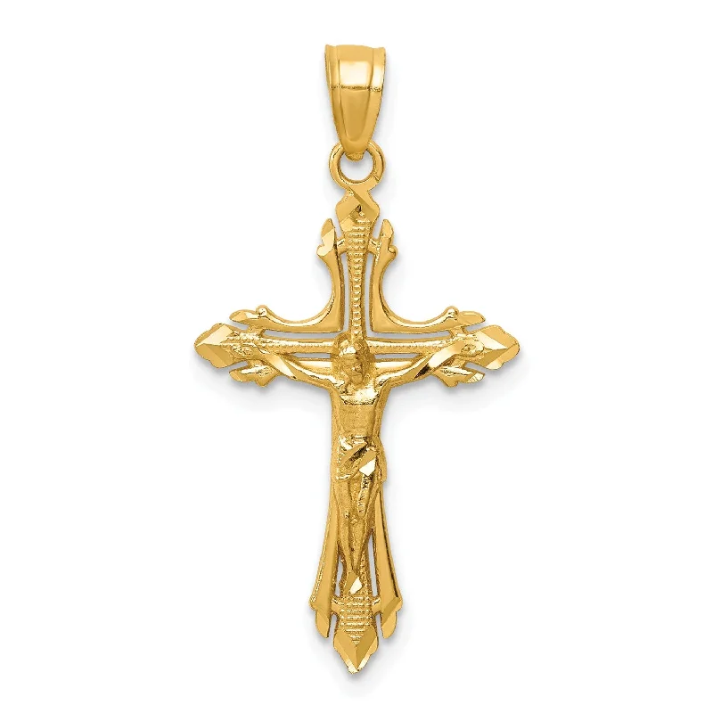 Shop High-Quality Jewelry At Jaw-Dropping Discounts 14KT Yellow Gold 32X16MM Diamond-cut Crucifix Cross Pendant. Chain Not Included