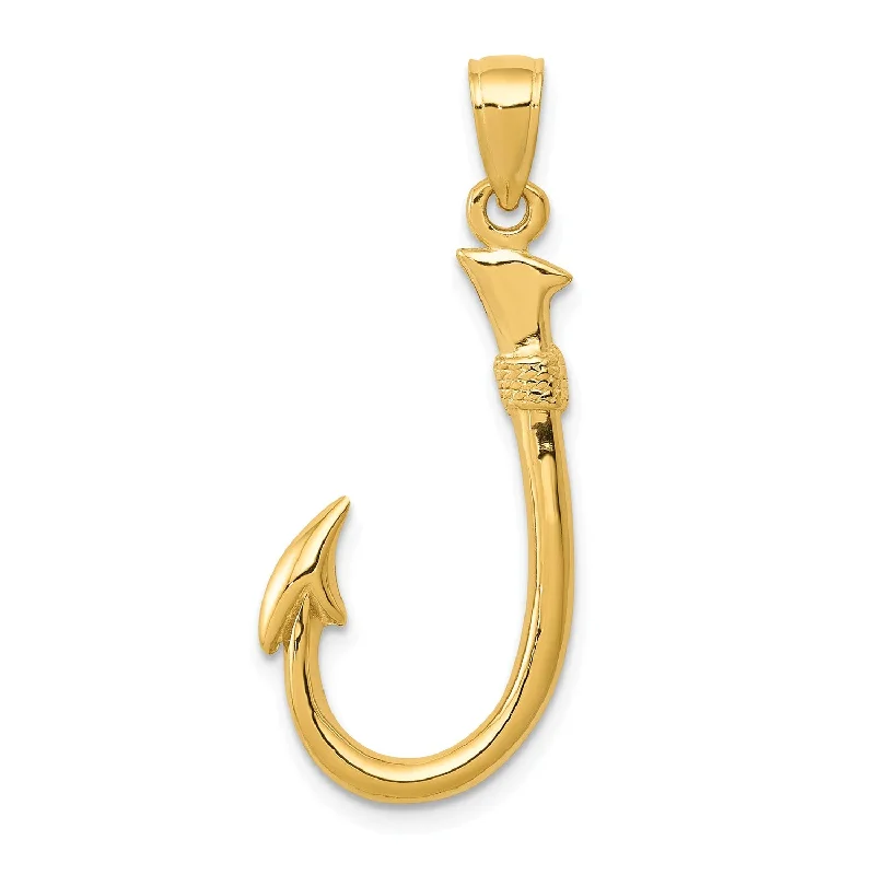 Grab Your Favorite Jewelry At The Lowest Prices 14KT Yellow Gold 33X12MM FIshing Hook Pendant. Chain Not Included Grab Your Favorite Jewelry At The Lowest Prices 14KT Yellow Gold 33X12MM FIshing Hook Pendant. Chain Not Included