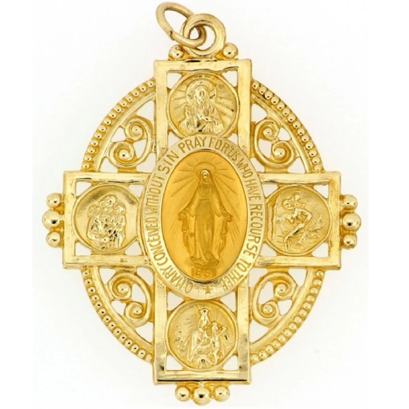 Make Your Outfit Shine With Discounted Jewelry 14KT Yellow Gold 33X28MM Cross Medal Pendant. Chain Not Included Make Your Outfit Shine With Discounted Jewelry 14KT Yellow Gold 33X28MM Cross Medal Pendant. Chain Not Included