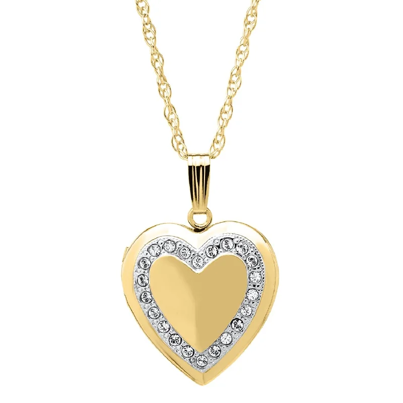 Personalized Jewelry Sale – Meaningful Gifts At Great Prices 14KT Yellow Gold Filled and Crystal 19MM 18-inch Locket Heart Pendant