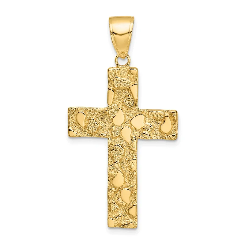 Limited-Stock Jewelry Sale – Once It's Gone, It's Gone 14KT Yellow Gold Nugget Cross Pendant. Chain Not Included Limited-Stock Jewelry Sale – Once It's Gone, It's Gone 14KT Yellow Gold Nugget Cross Pendant. Chain Not Included