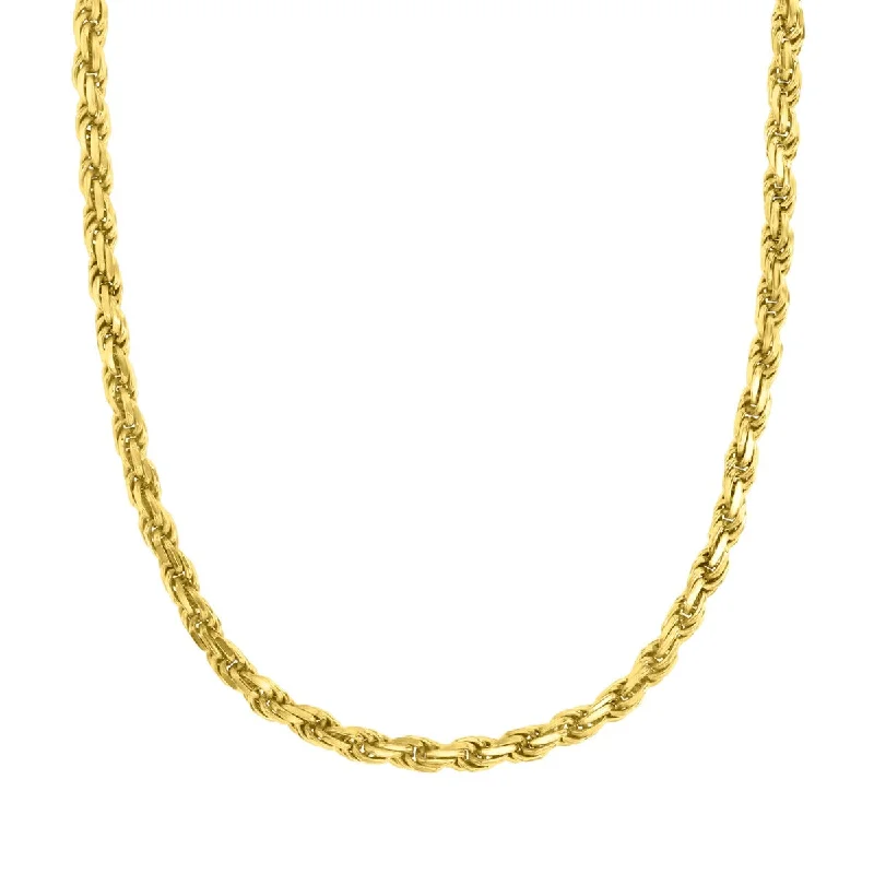 Shop Jewelry That Shines Without The High Price 14KT Gold Plated Sterling Silver 18-inch 3.9MM Rope Chain Shop Jewelry That Shines Without The High Price 14KT Gold Plated Sterling Silver 18-inch 3.9MM Rope Chain