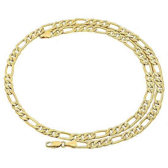 Exclusive Online Discounts On Stylish Jewelry 14KT Yellow Gold Plated Sterling Silver 20-inch 5.9MM Figaro Pave Chain Exclusive Online Discounts On Stylish Jewelry 14KT Yellow Gold Plated Sterling Silver 20-inch 5.9MM Figaro Pave Chain