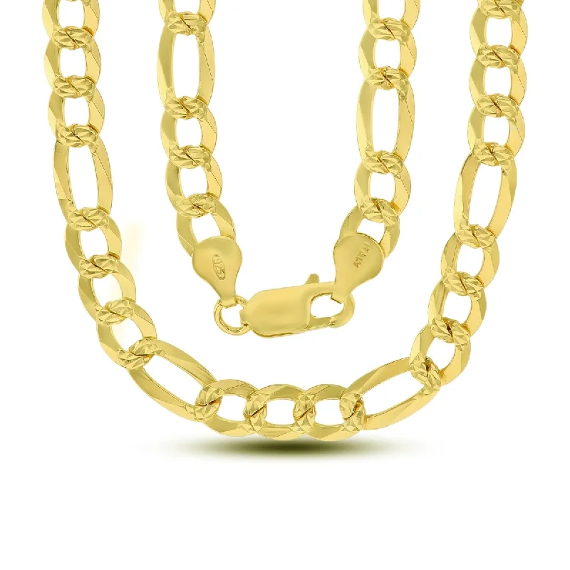 Unique Jewelry Designs Now At Discounted Rates 14KT Yellow Gold Plated Sterling Silver 24-inch 9.7MM Pave Figaro Chain Unique Jewelry Designs Now At Discounted Rates 14KT Yellow Gold Plated Sterling Silver 24-inch 9.7MM Pave Figaro Chain