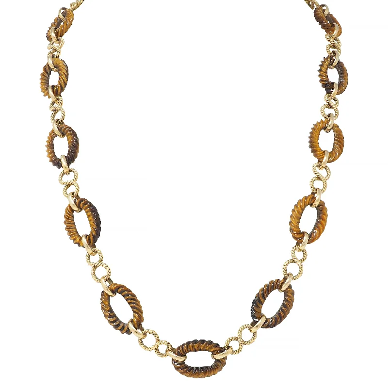 Modern Jewelry At Exclusive Discounts – Shop Today 1960's Tiger's Eye 14 Karat Yellow Gold Vintage Twisted Rope Link Chain Necklace Modern Jewelry At Exclusive Discounts – Shop Today 1960's Tiger's Eye 14 Karat Yellow Gold Vintage Twisted Rope Link Chain Necklace