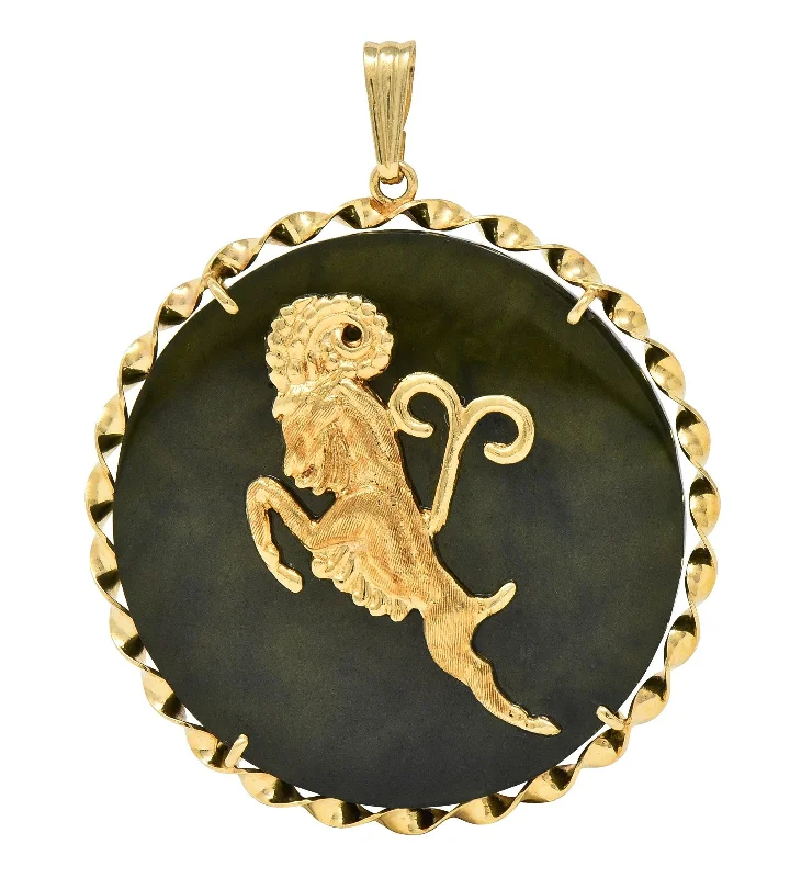 Shop Dazzling Jewelry With Special Promotional Discounts 1970's Nephrite Jade 14 Karat Yellow Gold Vintage Aries Zodiac Pendant Shop Dazzling Jewelry With Special Promotional Discounts 1970's Nephrite Jade 14 Karat Yellow Gold Vintage Aries Zodiac Pendant