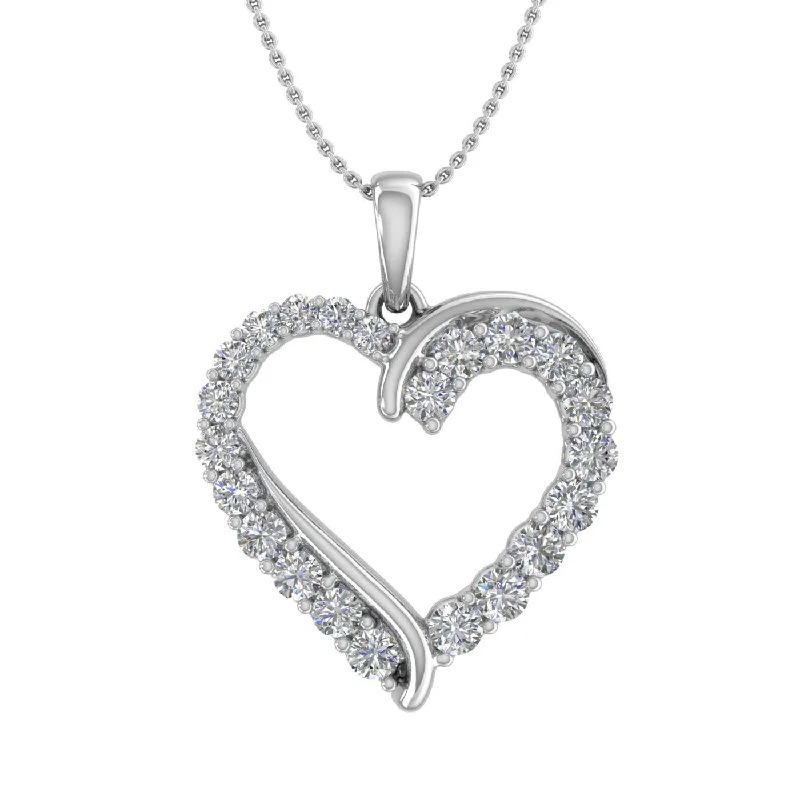 Dainty And Elegant Jewelry Now At Reduced Prices 3/4 Carat Diamond Heart Pendant Necklace in Gold (Included Silver Chain)