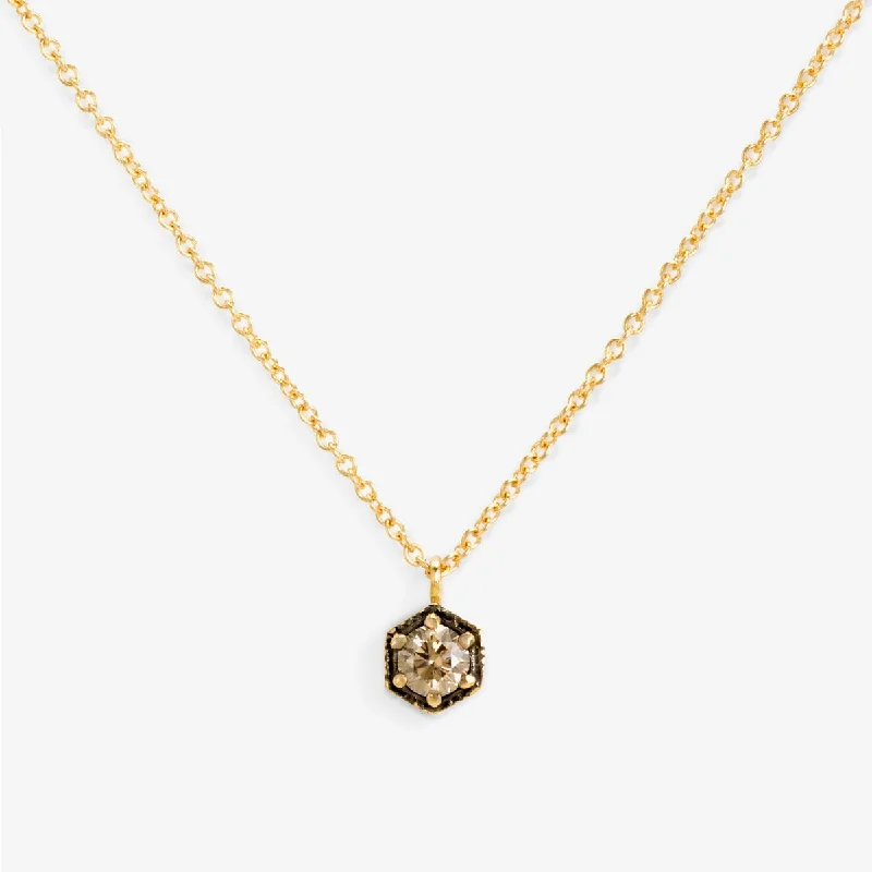 Personalized Engraved Jewelry For Meaningful Gifts 3.5mm Brown Diamond Hexagon Necklace | N9903BR Personalized Engraved Jewelry For Meaningful Gifts 3.5mm Brown Diamond Hexagon Necklace | N9903BR