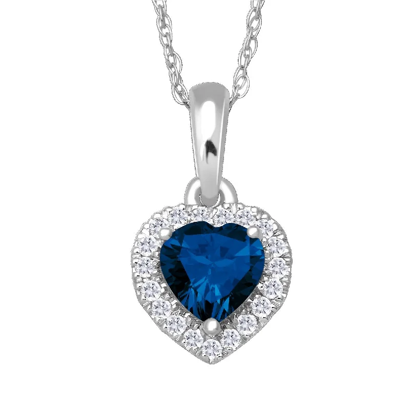 Elegant Jewelry, Exclusive Prices – Shop Now 5MM Heart Shape Blue Sapphire and White Sapphire Birthstone Halo 18-inch Pendant in 10KT White Gold Elegant Jewelry, Exclusive Prices – Shop Now 5MM Heart Shape Blue Sapphire and White Sapphire Birthstone Halo 18-inch Pendant in 10KT White Gold