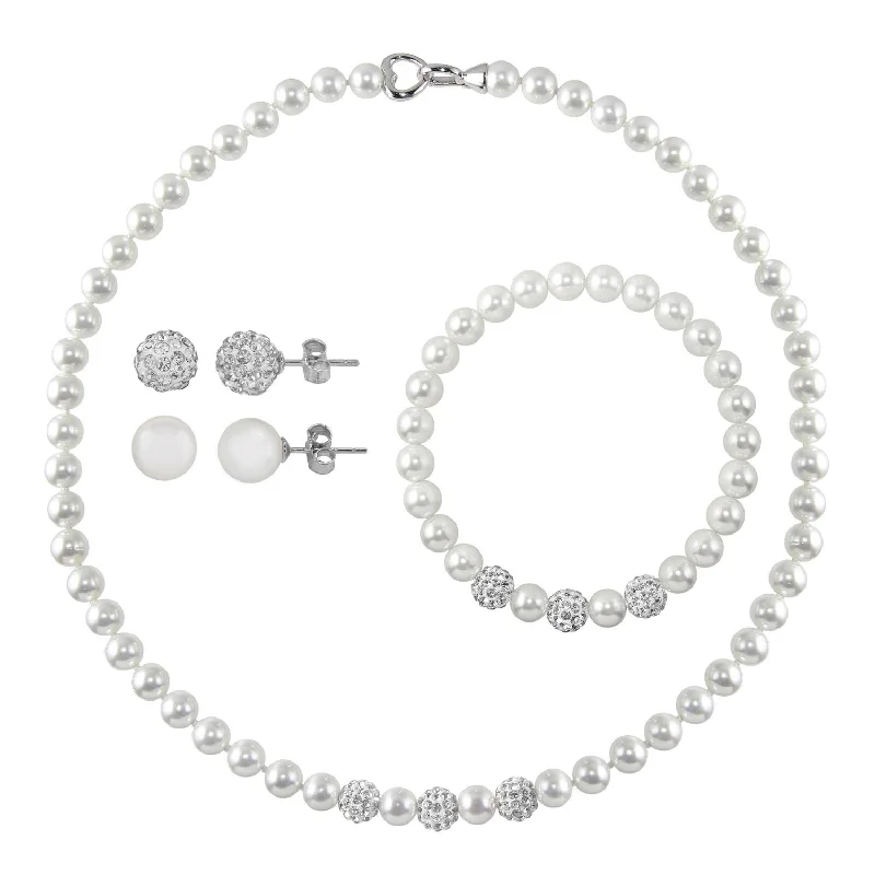 Once-A-Year Jewelry Sale – Grab Your Favorites Now 7MM Round Shell Pearl and Crystal Gem Stone Box Set 18-inch Necklace in Sterling Silver Once-A-Year Jewelry Sale – Grab Your Favorites Now 7MM Round Shell Pearl and Crystal Gem Stone Box Set 18-inch Necklace in Sterling Silver