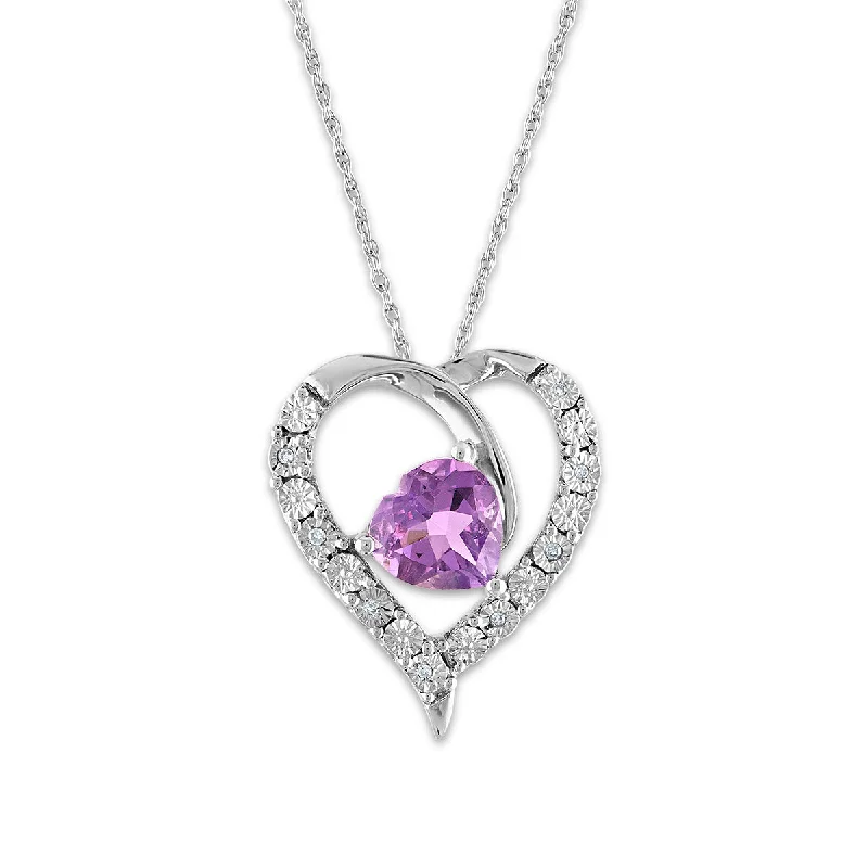 Jewelry Clearance Event – Stock Up Before It's Over 8MM Heart Shape Amethyst and White Sapphire Heart 18-inch Pendant in Sterling Silver Jewelry Clearance Event – Stock Up Before It's Over 8MM Heart Shape Amethyst and White Sapphire Heart 18-inch Pendant in Sterling Silver