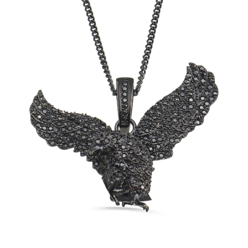 Delicate Crystal Jewelry For Sophisticated Charm Black Stainless Steel Cubic Zirconia 51X46MM Eagle Pendant Delicate Crystal Jewelry For Sophisticated Charm Black Stainless Steel Cubic Zirconia 51X46MM Eagle Pendant