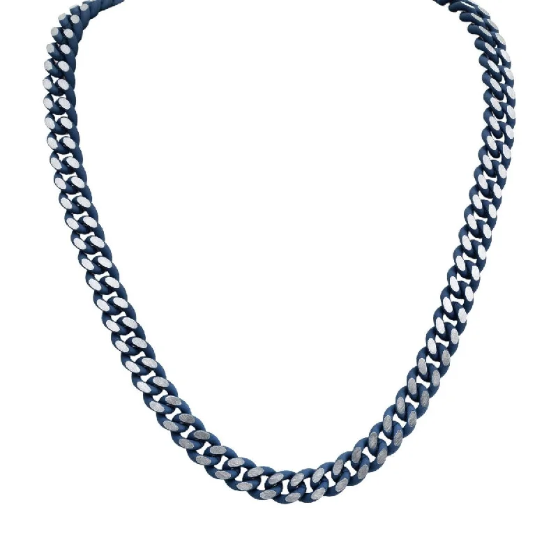 Timeless Elegance, Temporary Discounts – Act Fast Blue Enamel Coated Stainless Steel 24-inch 9.5MM Curb Chain