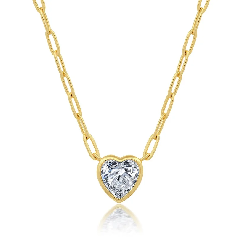Buy More, Save More On Stunning Jewelry Pieces Crislu 18KT Yellow Gold Plated Sterling Silver Cubic Zirconia 18-inch Heart Paperclip Chain Necklace Buy More, Save More On Stunning Jewelry Pieces Crislu 18KT Yellow Gold Plated Sterling Silver Cubic Zirconia 18-inch Heart Paperclip Chain Necklace