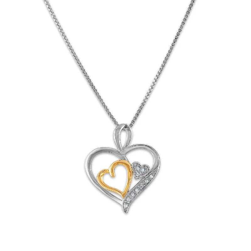 Best Jewelry Sale Prices – Limited-Time Offer Diamond Accent Double Heart 18-inch Pendant in Two-Tone Sterling Silver