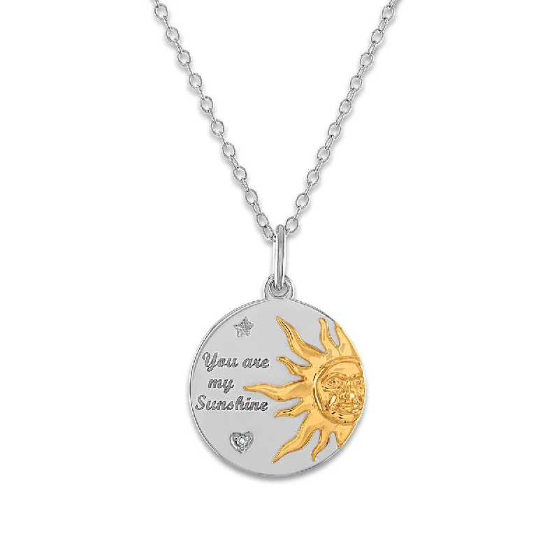 Affordable Glamour – Premium Jewelry At Special Prices Diamond Accent You are My Sunshine Pendant in Two-tone Sterling Silver Affordable Glamour – Premium Jewelry At Special Prices Diamond Accent You are My Sunshine Pendant in Two-tone Sterling Silver