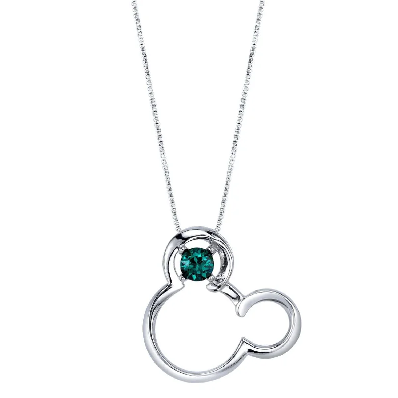 Limited-Stock Jewelry Sale – Once It's Gone, It's Gone Disney Sterling Silver Round Crystal 18-inch Birthstone Mickey Mouse Pendant