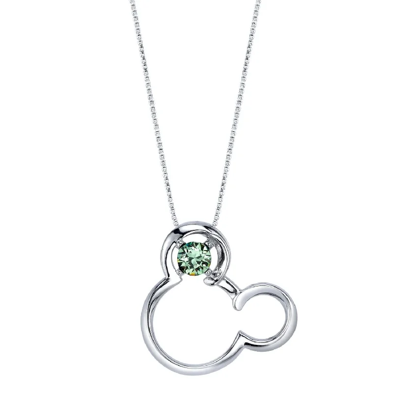 Exclusive Jewelry Sale – Shine For Less Disney Sterling Silver Round Crystal 18-inch Birthstone Mickey Mouse Pendant