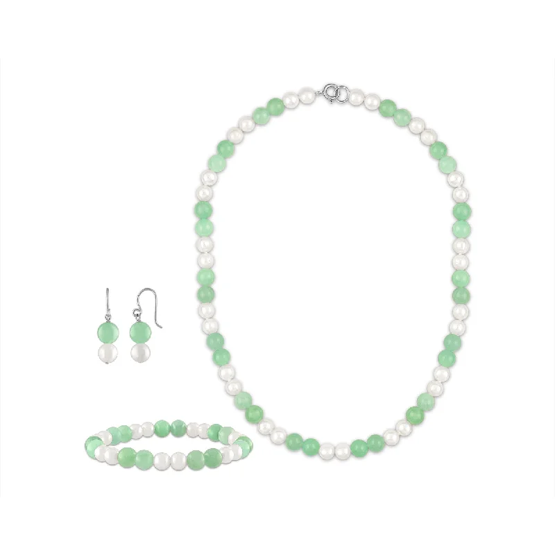 Elegant Designs, Unbeatable Discounts – Shop Jewelry Now Jade and Pearl Necklace Bracelet Earrings Set in Sterling Silver Elegant Designs, Unbeatable Discounts – Shop Jewelry Now Jade and Pearl Necklace Bracelet Earrings Set in Sterling Silver