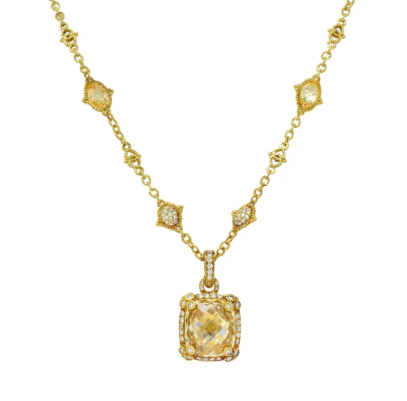 Flash Sale On Stunning Jewelry – Don't Miss Out Judith Ripka Contemporary 23.04 CTW Canary Quartz Diamond 18 Karat Yellow Gold Pendant Necklace Flash Sale On Stunning Jewelry – Don't Miss Out Judith Ripka Contemporary 23.04 CTW Canary Quartz Diamond 18 Karat Yellow Gold Pendant Necklace