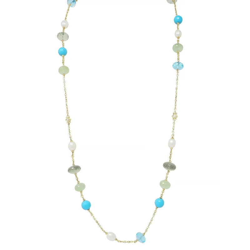 Limited Stock On Premium Jewelry At Low Prices Judith Ripka Pearl Turquoise Topaz Diamond Aquamarine Quartz 18 Karat Yellow Gold Necklace Limited Stock On Premium Jewelry At Low Prices Judith Ripka Pearl Turquoise Topaz Diamond Aquamarine Quartz 18 Karat Yellow Gold Necklace