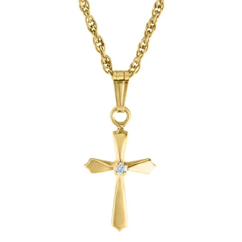 Flash Sale On Stunning Jewelry – Don't Miss Out Kiddie Kraft 14KT Yellow Gold Diamond 15-inch Childrens Cross Pendant Flash Sale On Stunning Jewelry – Don't Miss Out Kiddie Kraft 14KT Yellow Gold Diamond 15-inch Childrens Cross Pendant