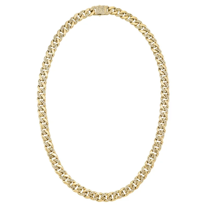 Your Dream Jewelry At Dream Prices King by Simone I Smith Yellow Stainless Steel and Crystal 24-inch 11.9MM Cuban Link Chain
