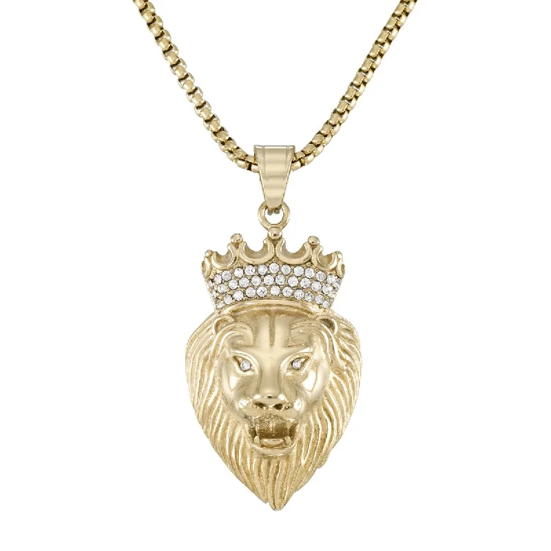 Luxury Meets Affordability – Jewelry Sale Now Live King by Simone I Smith Yellow Stainless Steel and Crystal 40X25MM 24-inch Lion With Crown Pendant Luxury Meets Affordability – Jewelry Sale Now Live King by Simone I Smith Yellow Stainless Steel and Crystal 40X25MM 24-inch Lion With Crown Pendant