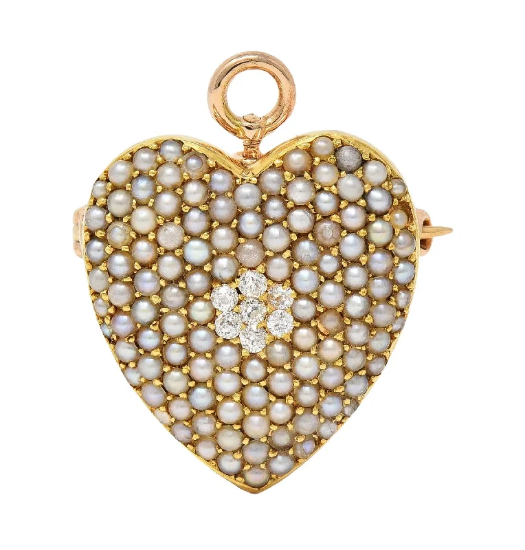 Special Deals On Handcrafted And Designer Jewelry Krementz & Co. Victorian Diamond Pearl 14 Karat Yellow Gold Antique Puffy Heart Pendant Brooch Special Deals On Handcrafted And Designer Jewelry Krementz & Co. Victorian Diamond Pearl 14 Karat Yellow Gold Antique Puffy Heart Pendant Brooch