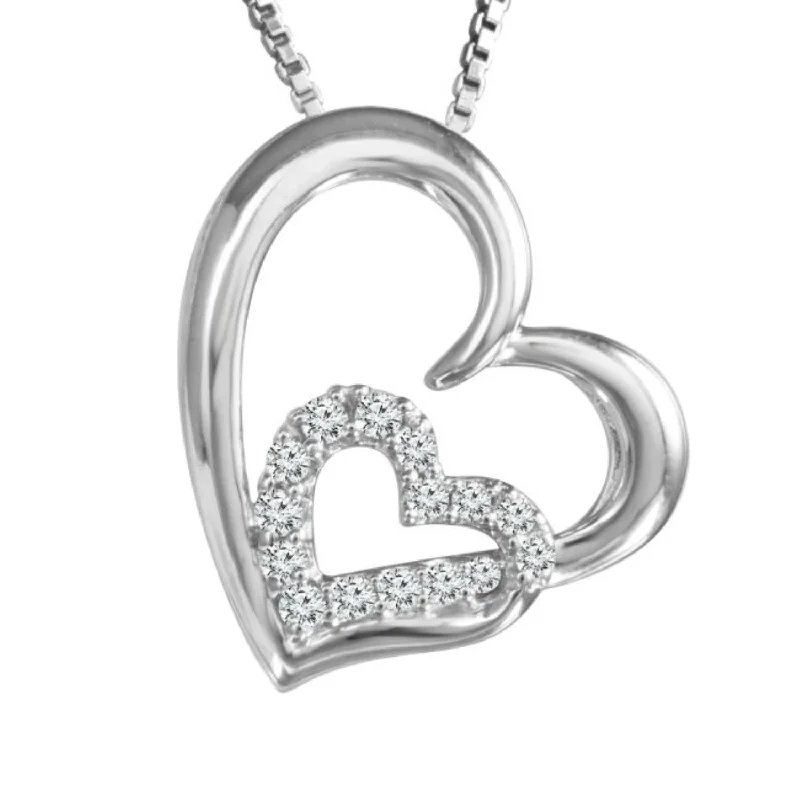 Chic And Stylish Jewelry At Exclusive Prices LoveSong 1/12 CTW Diamond Heart Double 18-inch Pendant in Sterling Silver Chic And Stylish Jewelry At Exclusive Prices LoveSong 1/12 CTW Diamond Heart Double 18-inch Pendant in Sterling Silver