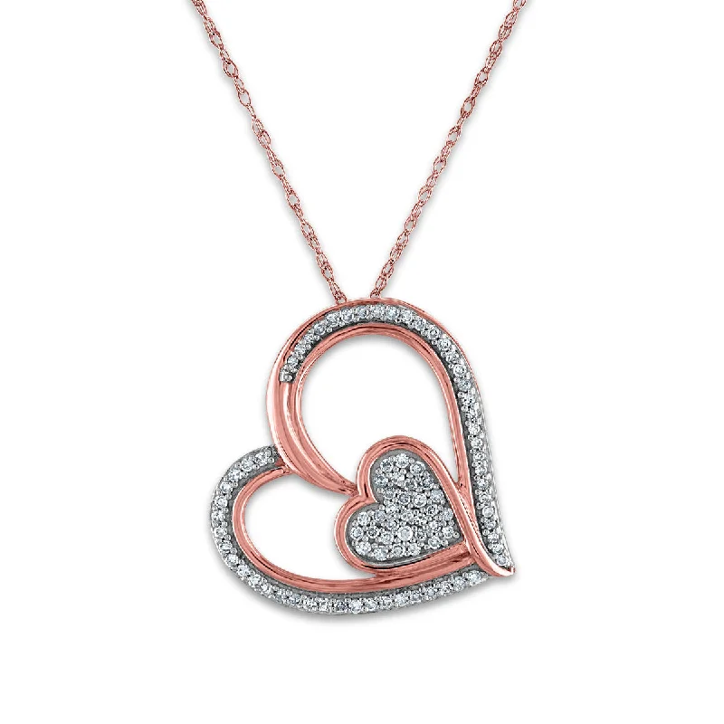 Fashion-Forward Geometric Jewelry For Contemporary Style LoveSong 1/4 CTW Diamond Heart 18-inch Pendant in 10KT Rose Gold Fashion-Forward Geometric Jewelry For Contemporary Style LoveSong 1/4 CTW Diamond Heart 18-inch Pendant in 10KT Rose Gold