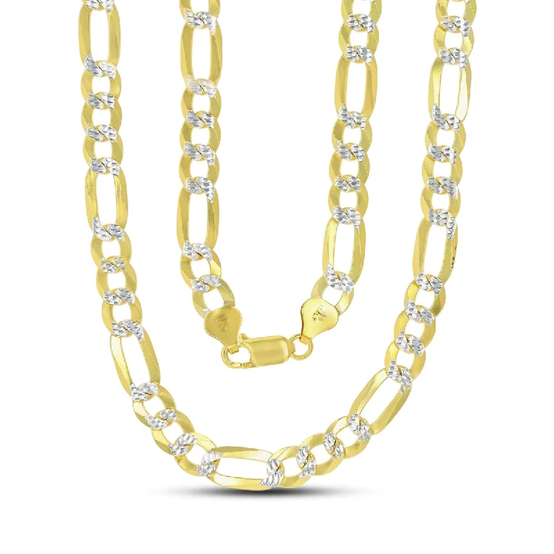 The Perfect Accessory For Less – Jewelry Sale Live Luxe Layers 14KT Yellow Gold Plated Sterling Silver 22-inch 7.5MM Diamond-cut Pave Figaro Chain