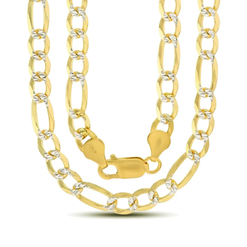 Don't Miss Out On Jaw-Dropping Jewelry Discounts Luxe Layers 14KT Yellow Gold Plated Sterling Silver 24-inch 6.6MM Pave Figaro Chain