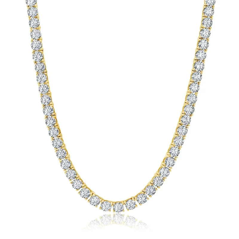 Luxury Jewelry Without The Luxury Price Tag Luxe Layers 14KT Yellow Gold Plated Sterling Silver 4MM Round Cubic Zirconia 16-inch Tennis Necklace