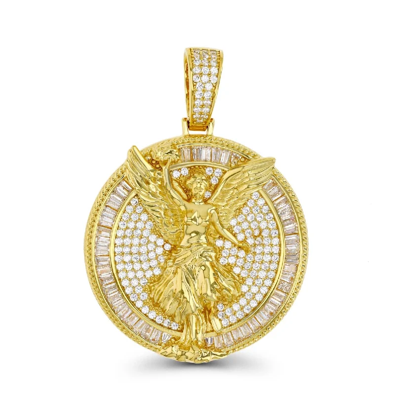 Flash Deals On Fine Jewelry – Shop Before It's Gone Luxe Layers 14KT Yellow Gold Plated Sterling Silver Cubic Zirconia 35MM Angel Pendant. Chain Not Included Flash Deals On Fine Jewelry – Shop Before It's Gone Luxe Layers 14KT Yellow Gold Plated Sterling Silver Cubic Zirconia 35MM Angel Pendant. Chain Not Included
