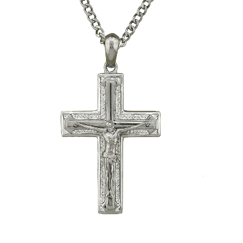 Exclusive Jewelry Offers – Shine For Less Luxe Layers Stainless Steel Crystal 24-inch Crucifix Cross Pendant Exclusive Jewelry Offers – Shine For Less Luxe Layers Stainless Steel Crystal 24-inch Crucifix Cross Pendant